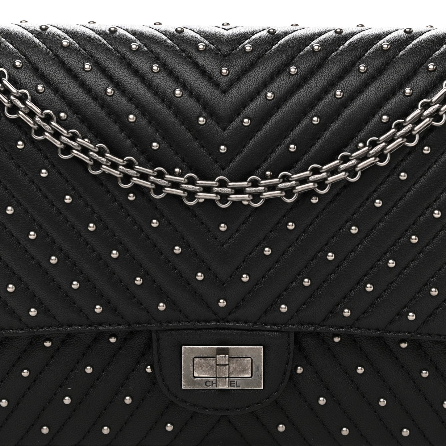 Sheepskin Chevron Quilted Studded 2.55 Reissue 226 Flap Black
