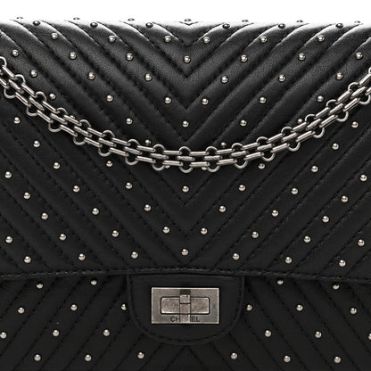 Chanel Sheepskin Chevron Quilted Studded 2.55 Reissue 226 Flap Black 8 of 15