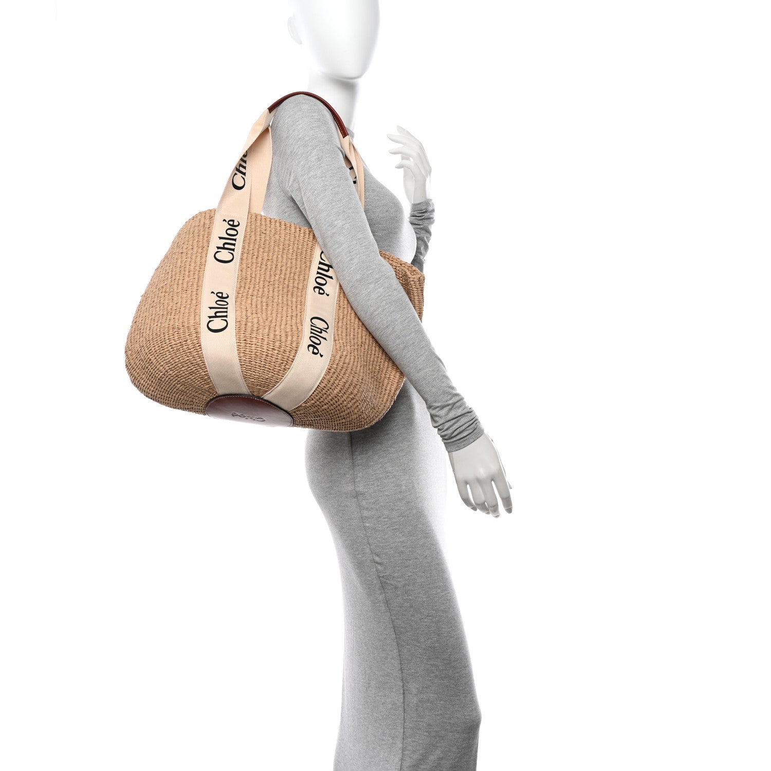 Chloe Raffia Large Woody Tote White 2 of 9