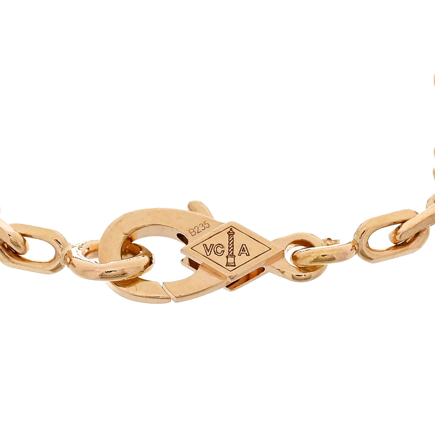 18K Rose Gold Diamond Gray Mother of Pearl 5 Motifs Vintage Alhambra Bracelet