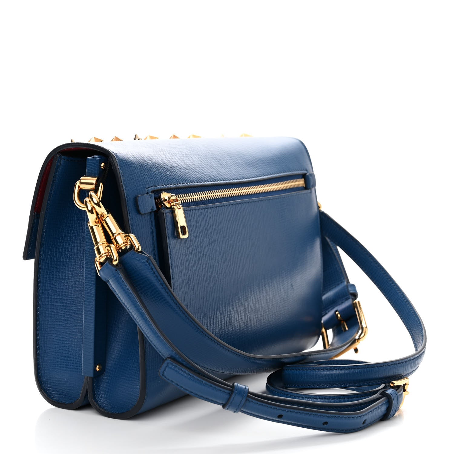 Dolce & Gabbana Calfskin Crystal Embellished Lucia Shoulder Bag Blue Multicolor 4 of 13