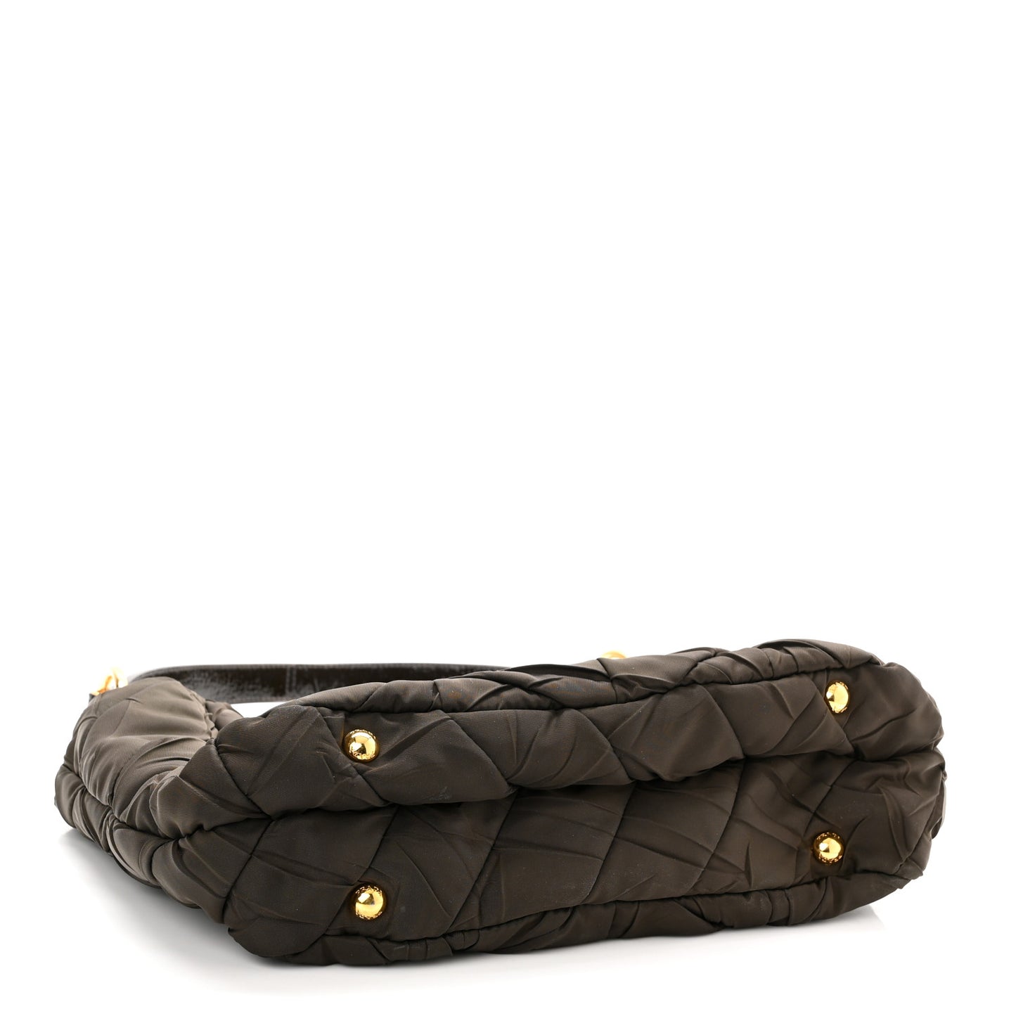 Tessuto Nylon Chevron Quilted Shoulder Bag Brown