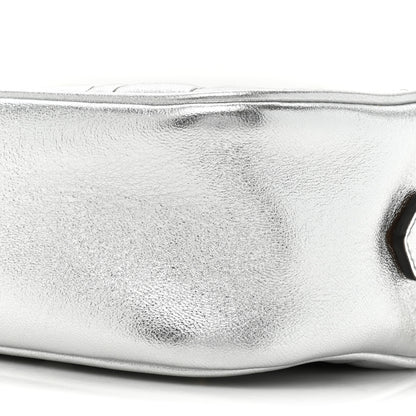 Gucci Metallic Calfskin Matelasse Studded Small Pearly GG Marmont Chain Shoulder Bag Silver 8 of 10