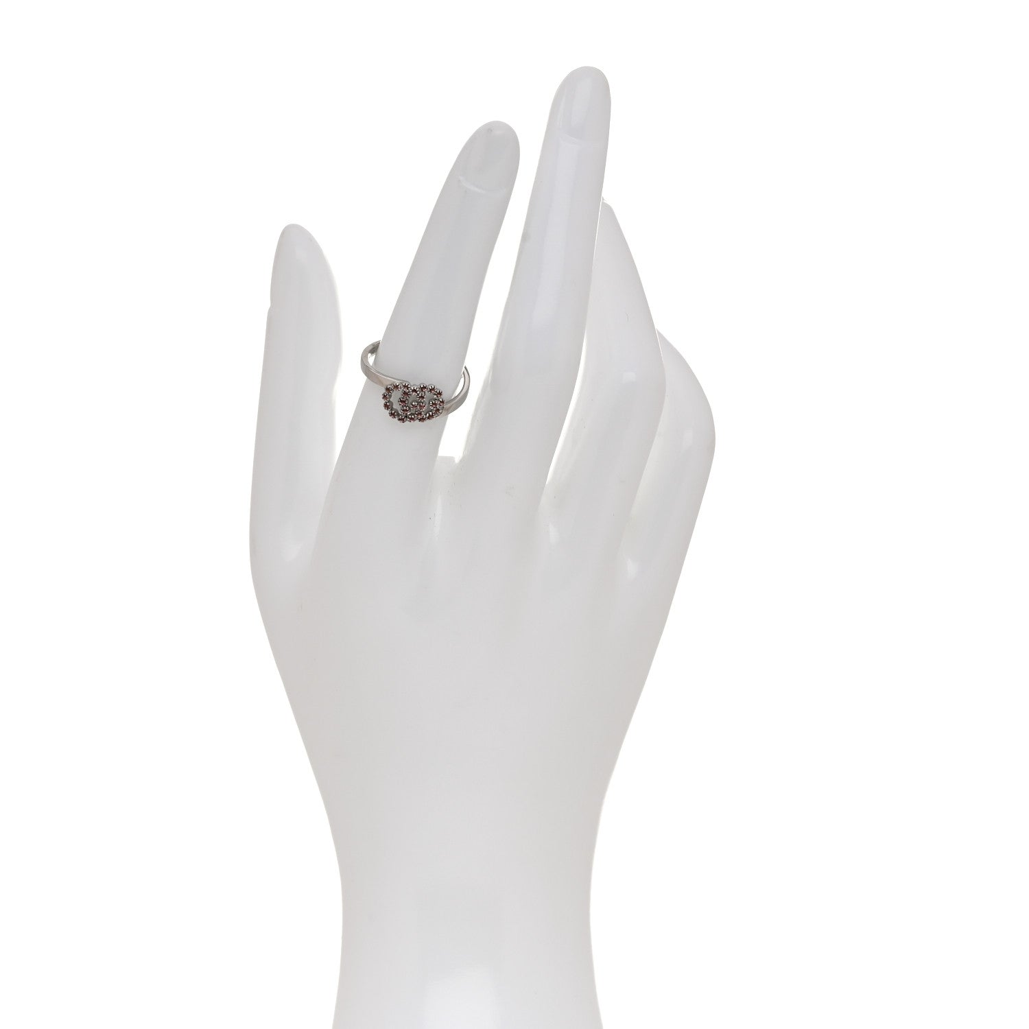 Gucci 18K White Gold Pink Topaz Running G Ring 53 6.25 2 of 7