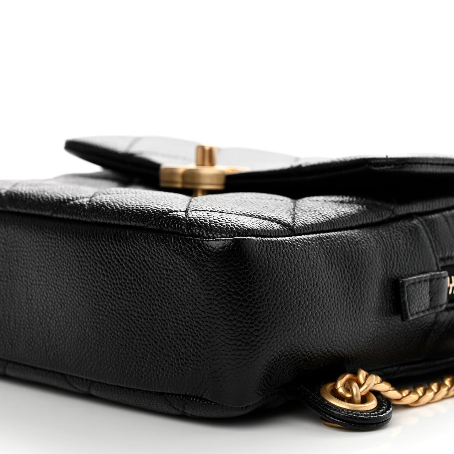 Shiny Caviar Quilted Chain Melody Backpack Black