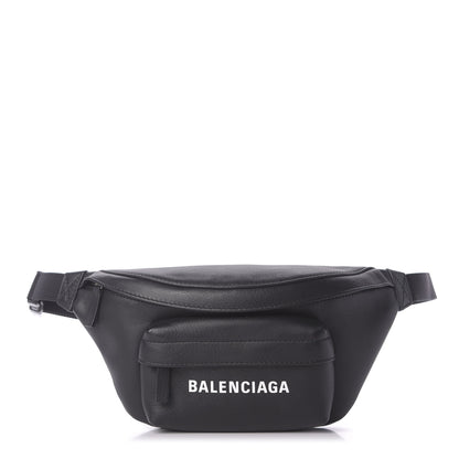 Balenciaga Smooth Calfskin Logo Everyday Beltpack XS Black White 1 of 9