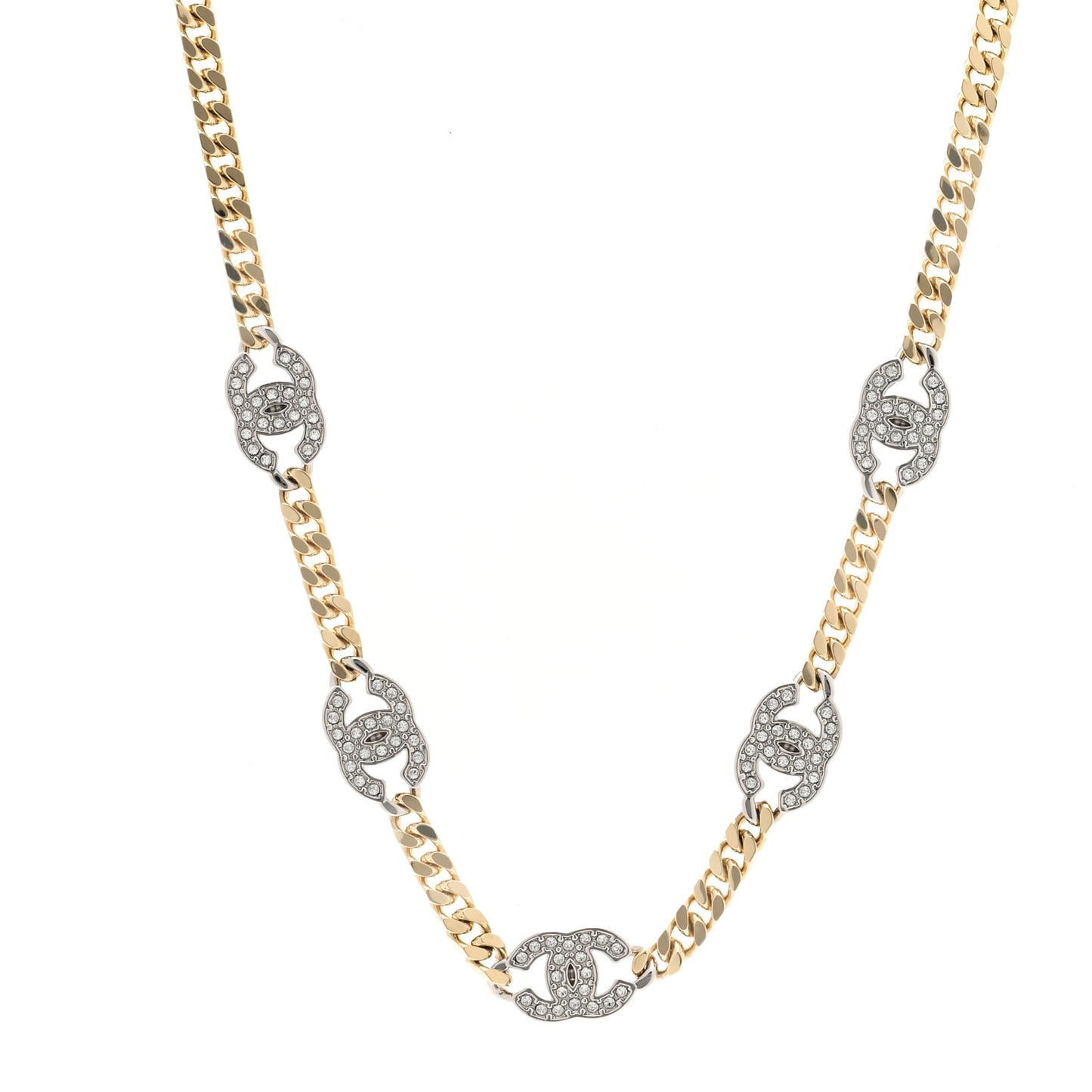 Crystal Chain CC Link Choker Gold Silver