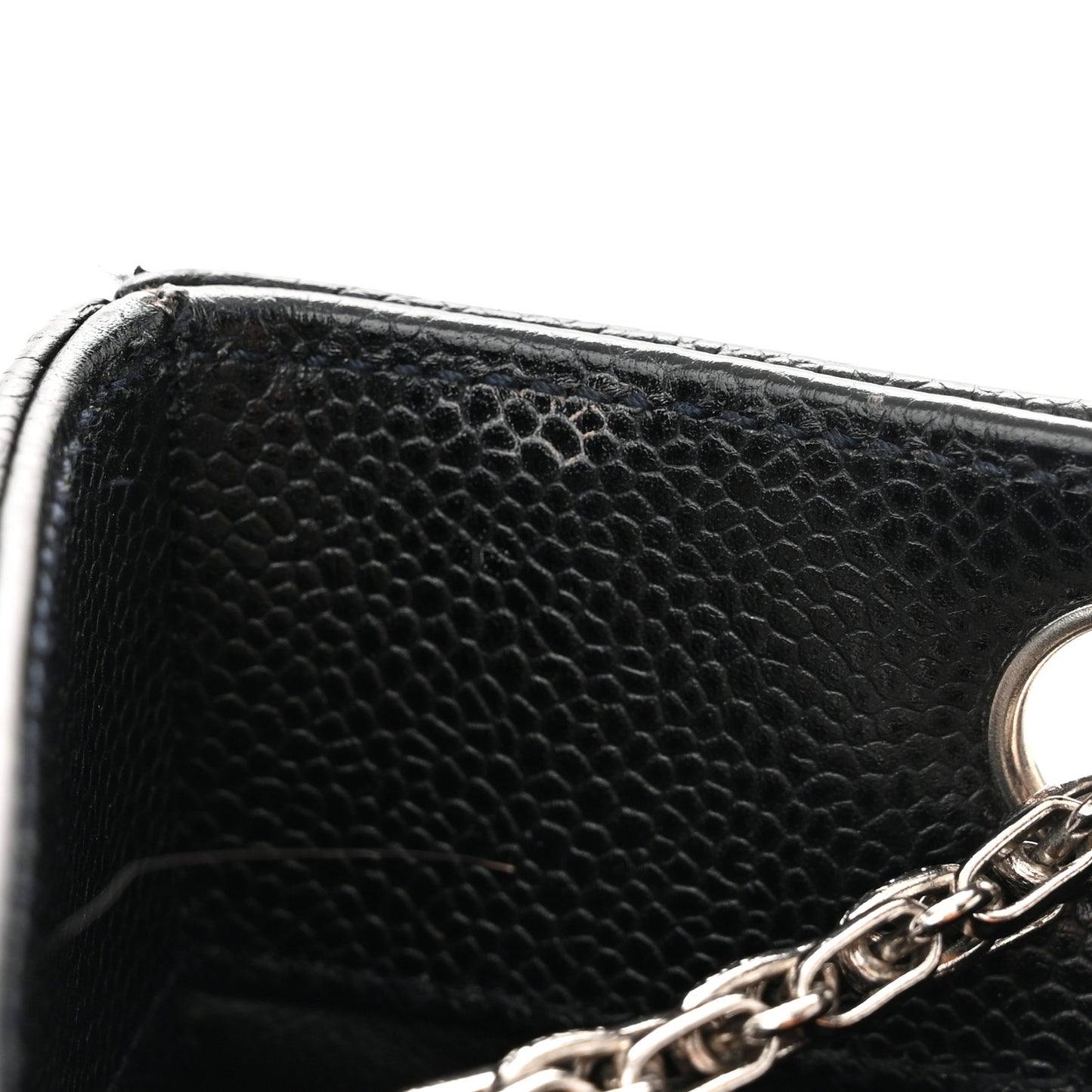 Grained Calfskin Bijoux Chain Shoulder Bag Black