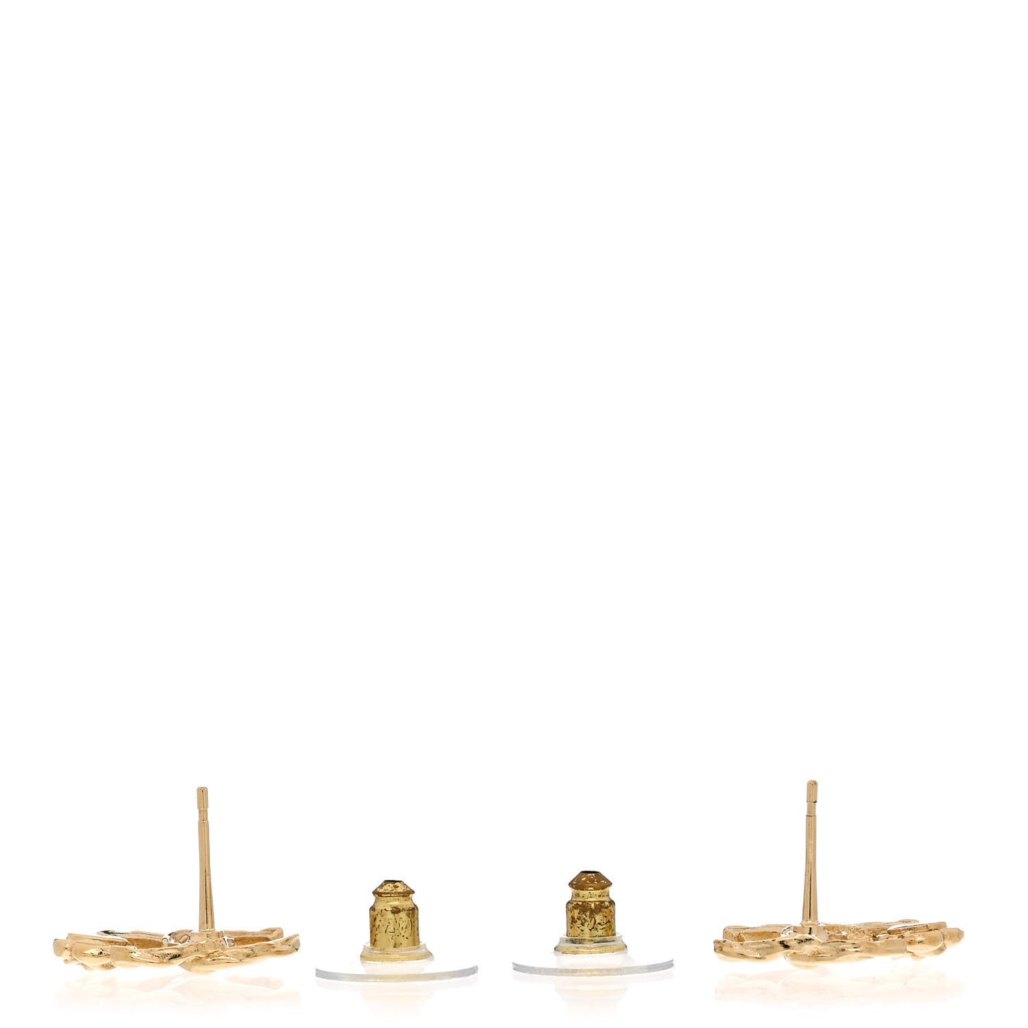 Metal Camellia CC Earrings Gold