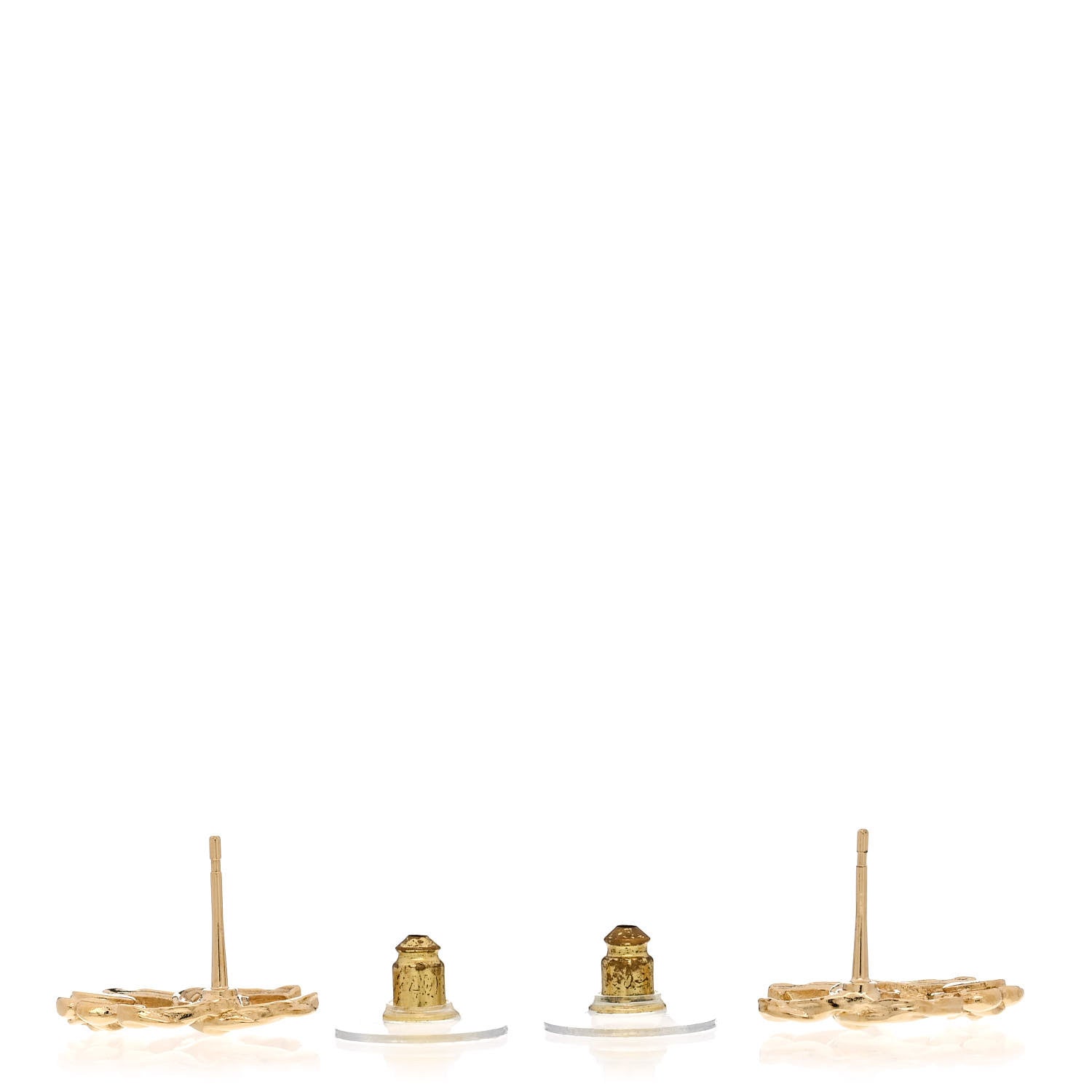 Chanel Metal Camellia CC Earrings Gold 3 of 4