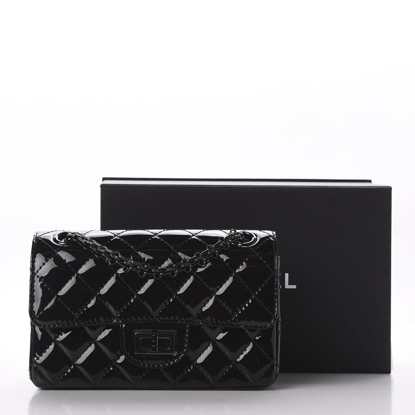 Patent Calfskin Quilted 2.55 Reissue Mini Flap So Black