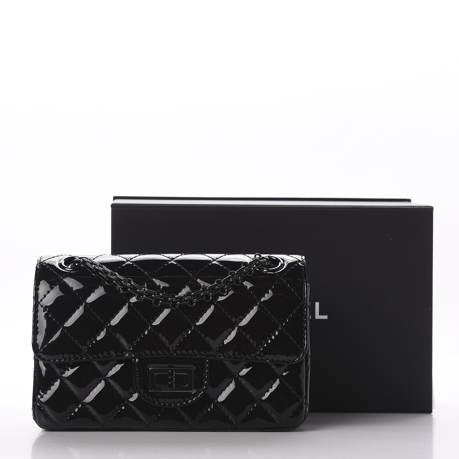 Chanel Patent Calfskin Quilted 2.55 Reissue Mini Flap So Black 11 of 11