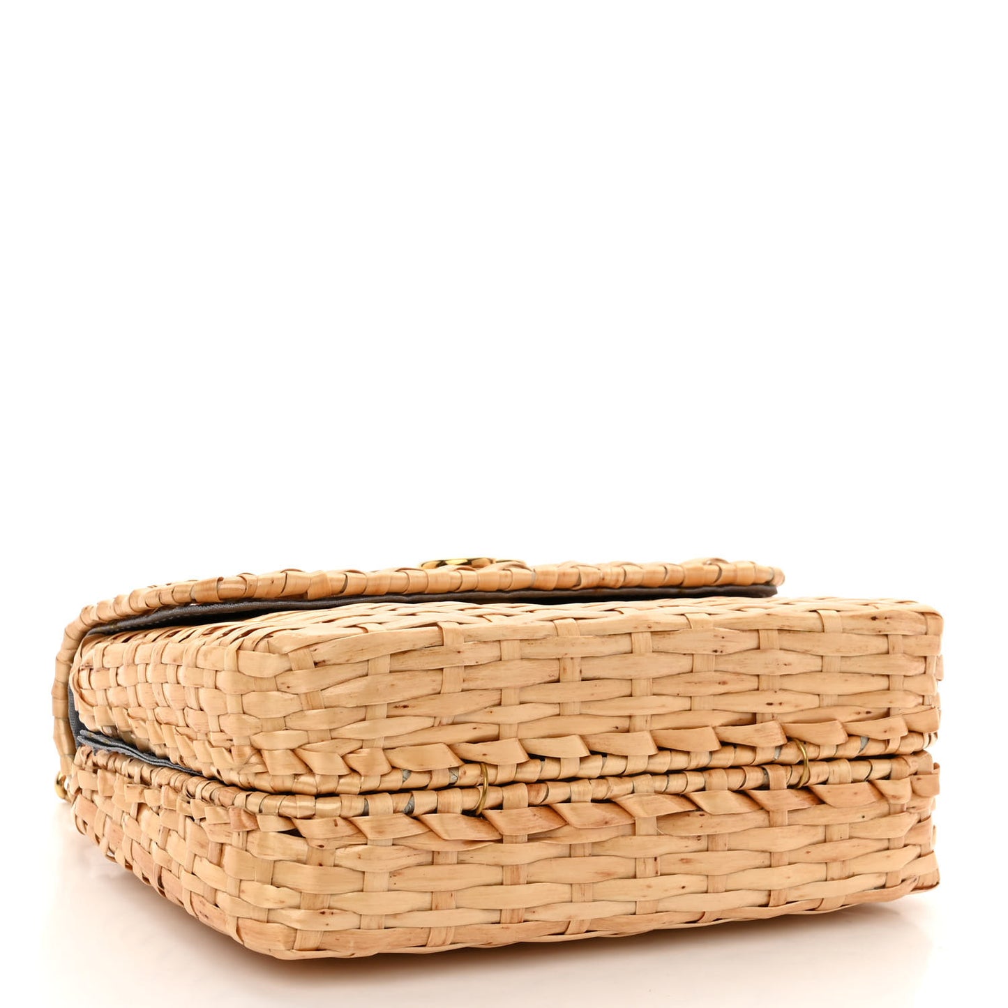 Glazed Wicker Mini Cestino Shoulder Bag Natural