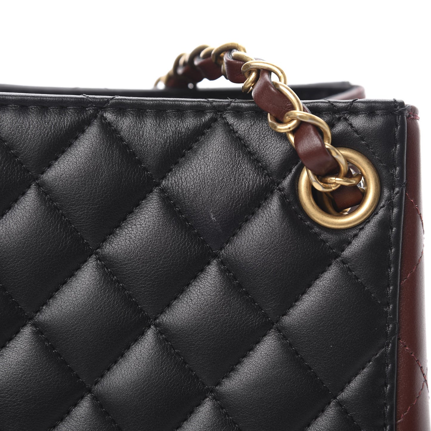 Calfskin Quilted Strap Into Bucket Bag Black Brown