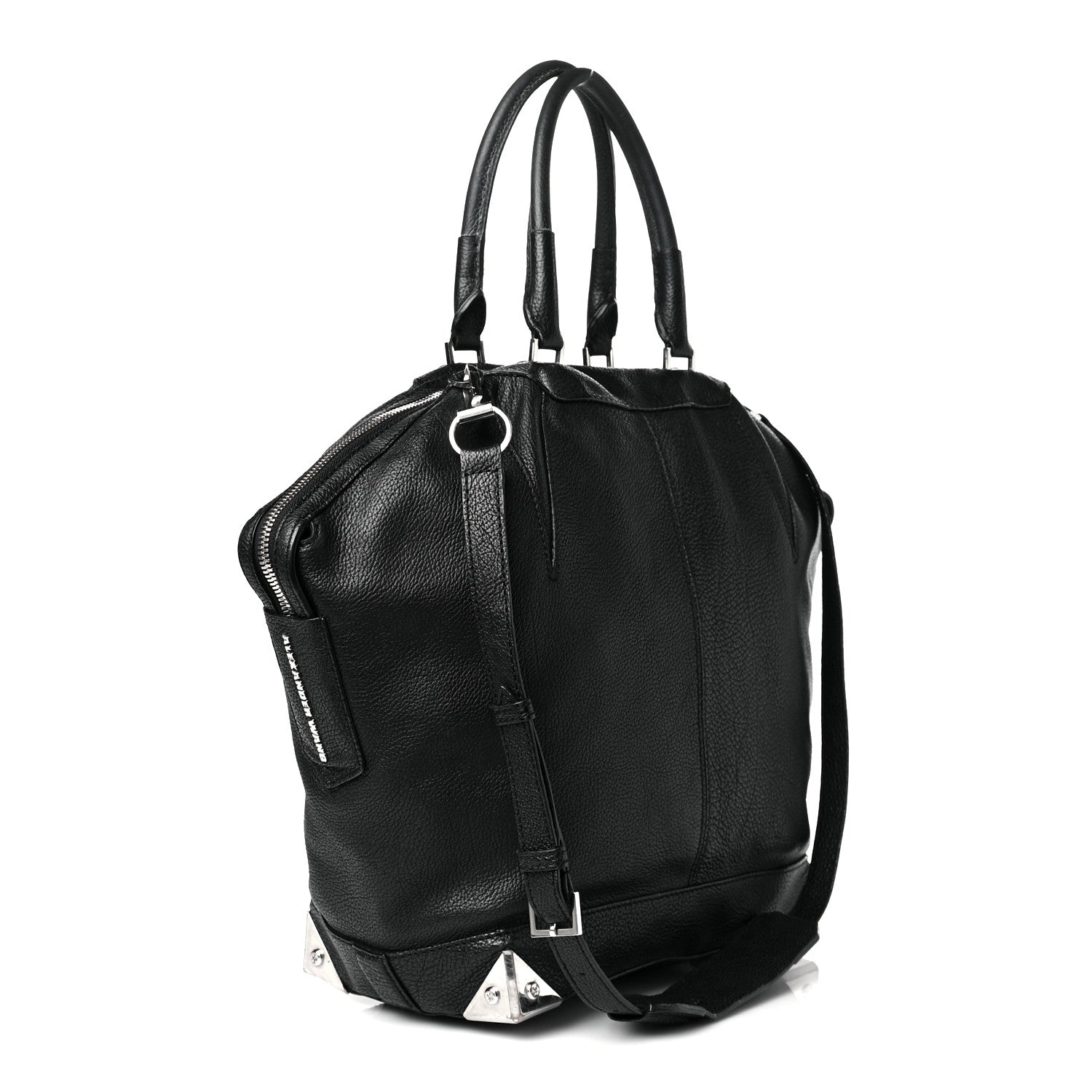 Alexander Wang Pebbled Calfskin Large Emile Black Silver Hardware 3 of 26