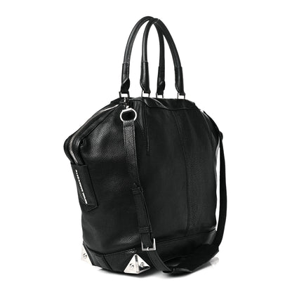 Alexander Wang Pebbled Calfskin Large Emile Black Silver Hardware 3 of 26