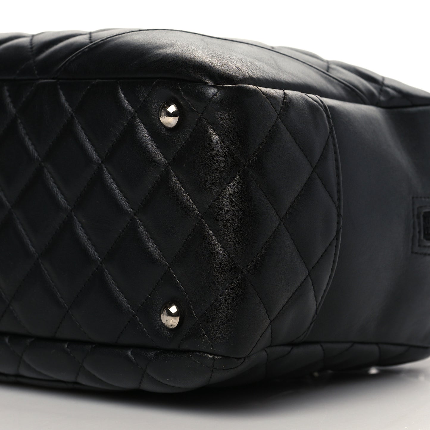 Calfskin Quilted Large Cambon Bowler Black White
