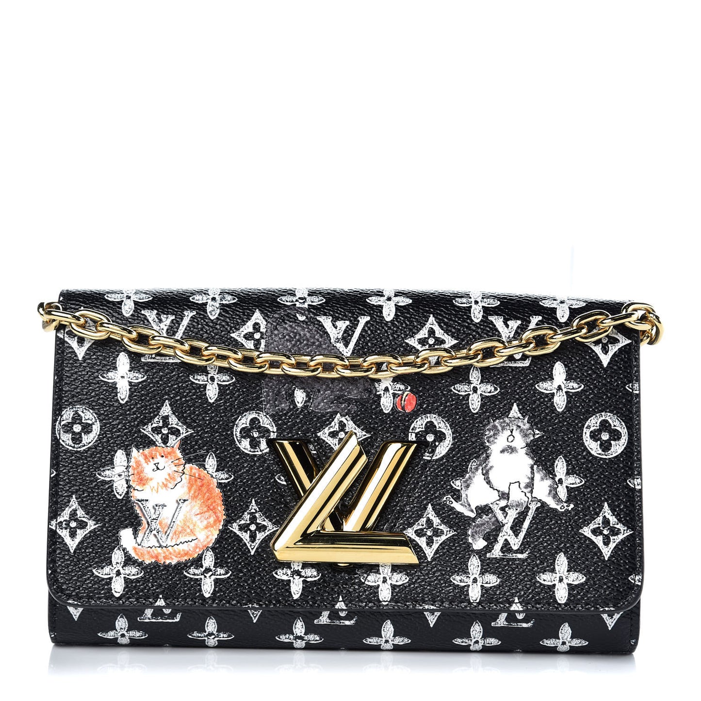 Catogram Twist Chain Wallet Black