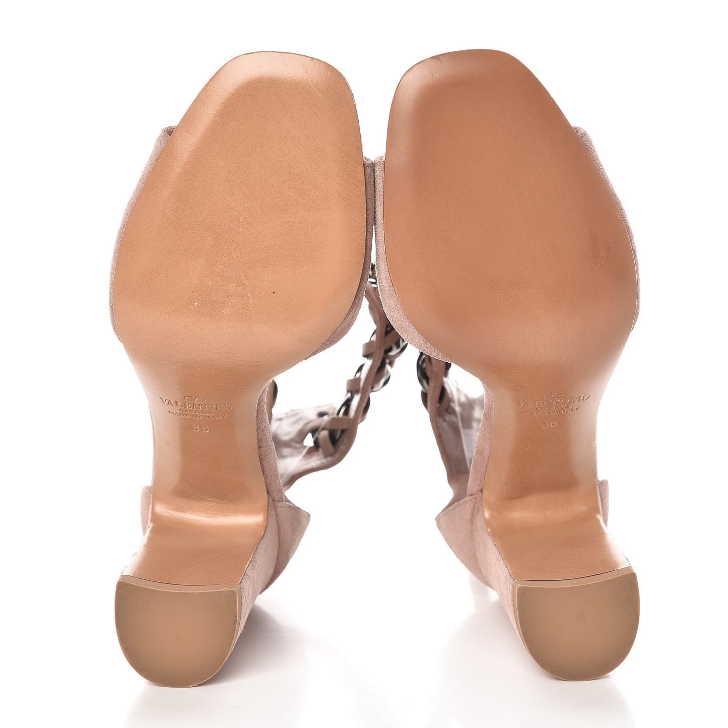 Suede Chain Ankle Strap 90mm Sandals 36 Poudre
