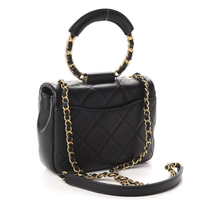 Chanel Lambskin Quilted Small Circular Handle Bag Black 3 of 10