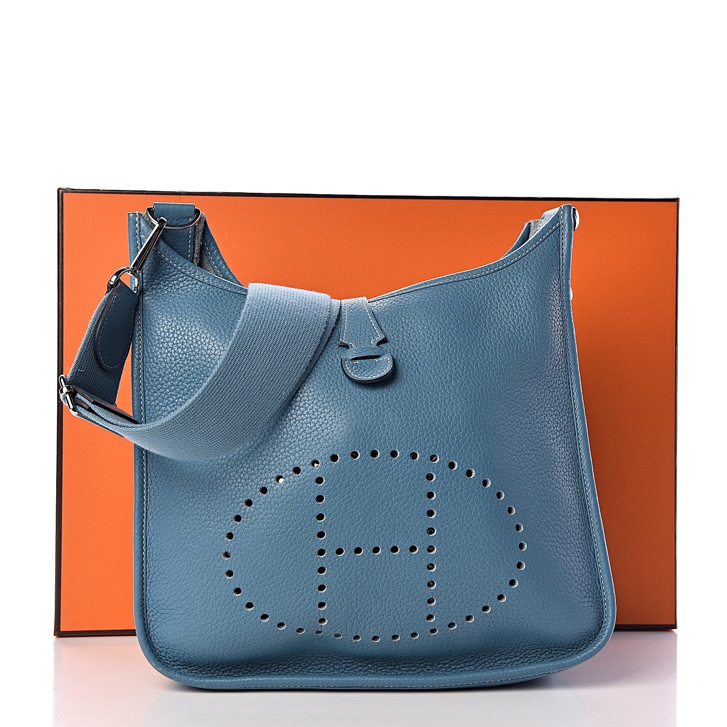 Hermes Taurillon Clemence Evelyne III PM Blue Jean 11 of 11