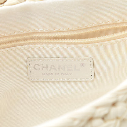 Chanel Woven Fabric Single Flap Ivory Black 6 of 10