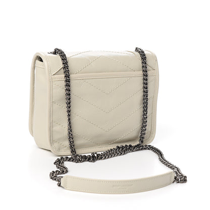 Saint Laurent Crinkled Calfskin Matelasse Monogram Niki Chain Wallet Crema Soft 2 of 9