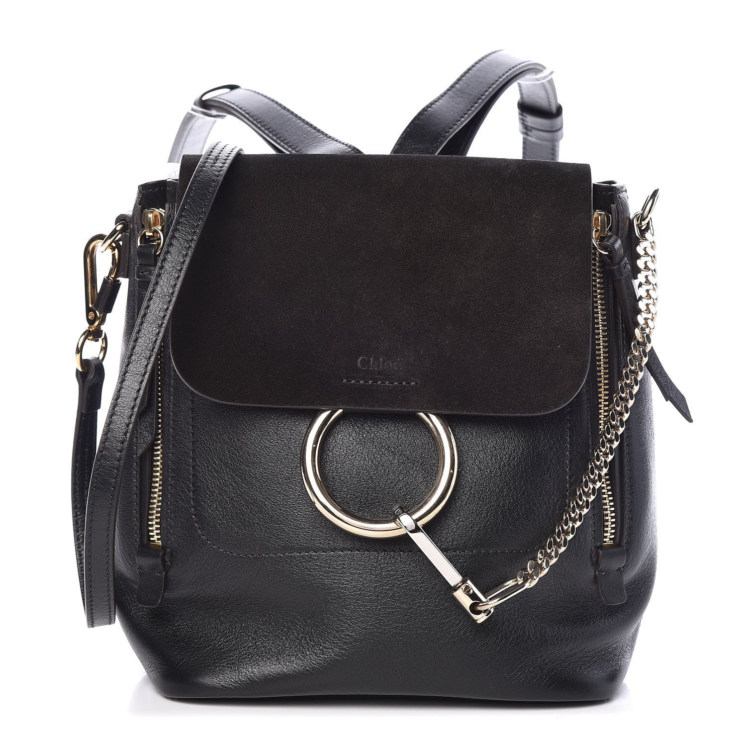 Chloe Suede Calfskin Small Faye Backpack Black 1 of 12