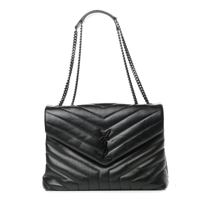 Saint Laurent Calfskin Y Quilted Monogram Medium Loulou Chain Satchel Black 1 of 10
