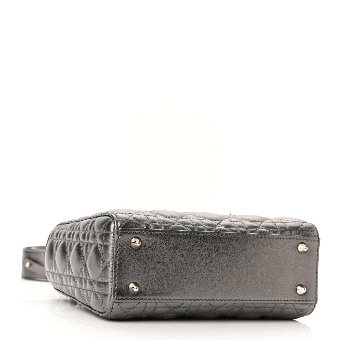 Lambskin Cannage Small My ABCDior Lady Dior Metallic Grey