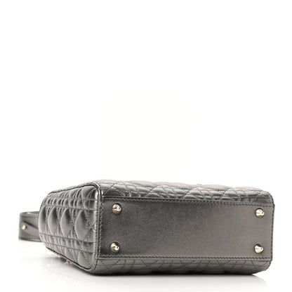 Christian Dior Lambskin Cannage Small My ABCDior Lady Dior Metallic Grey 4 of 10
