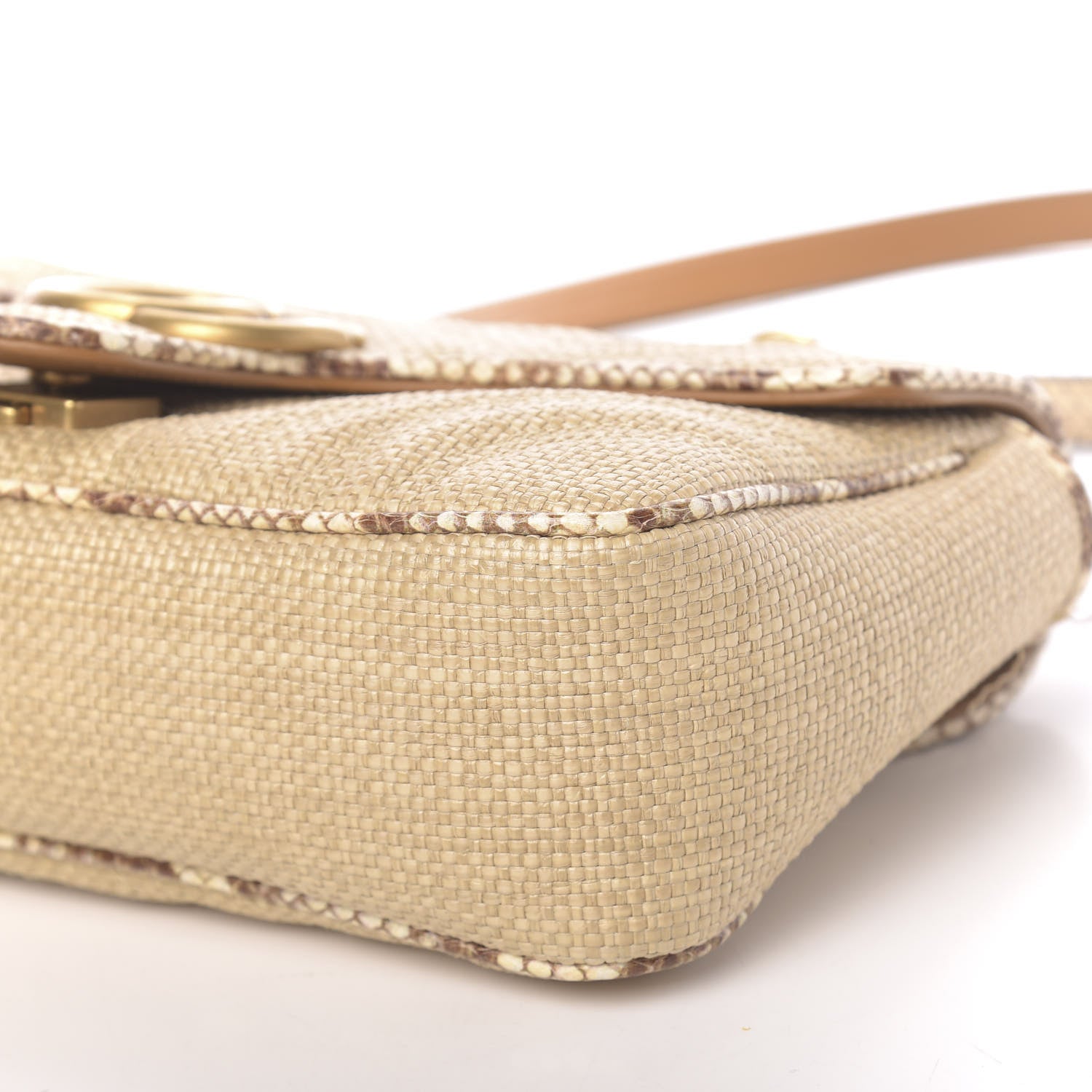 Gucci Raffia Elaphe Matelasse Small GG Marmont Shoulder Bag Natural Cream Brown 11 of 11