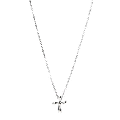 Tiffany Sterling Silver 12mm Elsa Peretti Cross Pendant Necklace 1 of 5
