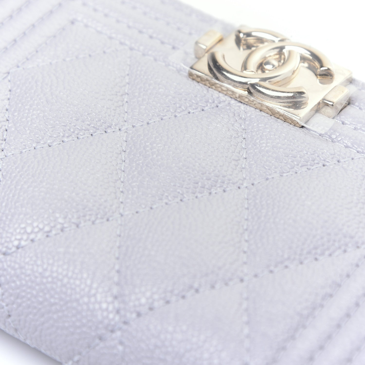 Chanel Caviar Quilted Boy Zip Around Coin Purse Wallet Grey 9 of 11