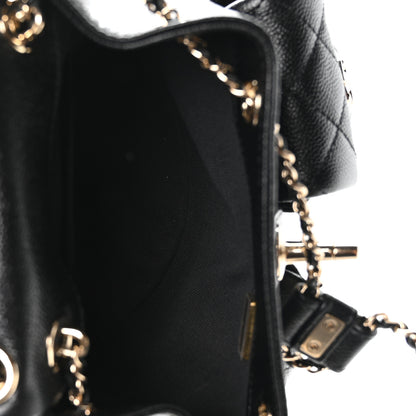 Chanel Shiny Caviar Quilted Small Duma Pockets Drawstring Backpack Black 5 of 10