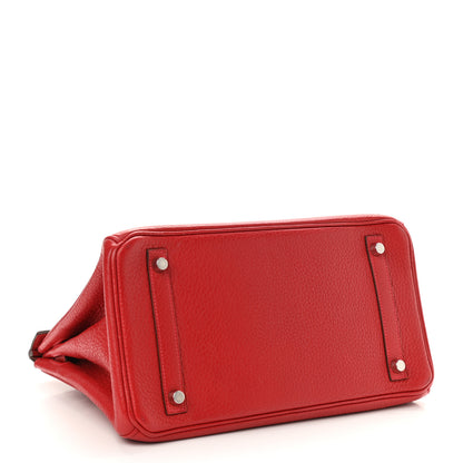 Hermes Taurillon Clemence Birkin 30 Rouge Casaque 3 of 17