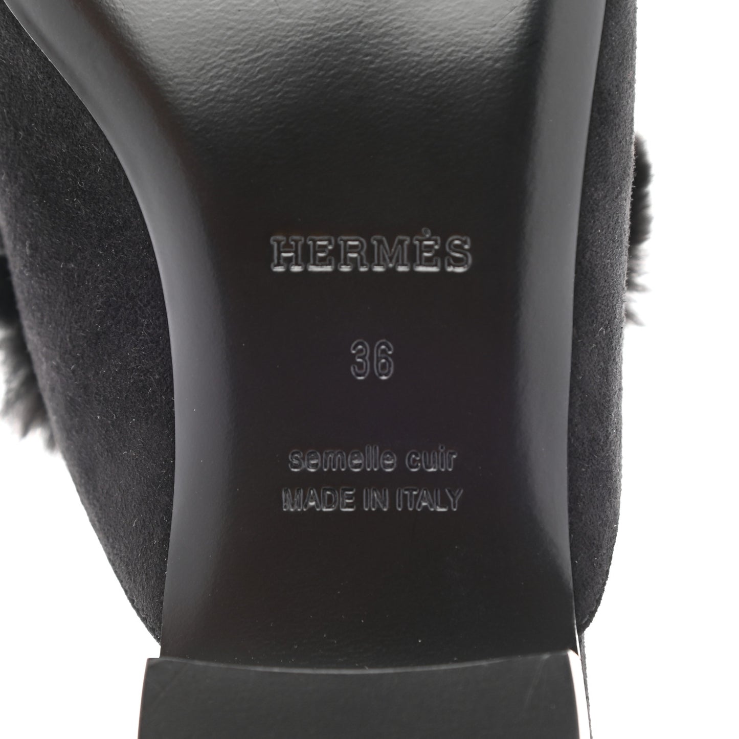 Mink Fur Suede Goatskin Trocadero Mule 36 Black