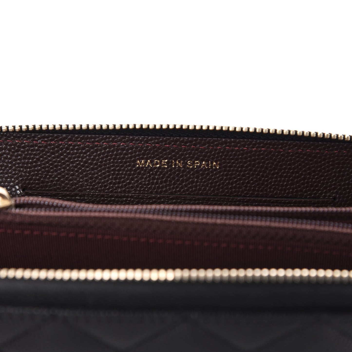 Caviar Quilted Small Zip Around Wallet Black