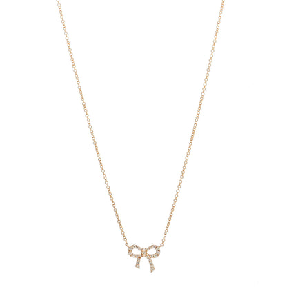 Tiffany 18K Rose Gold Diamond Mini Bow Pendant Necklace 1 of 4