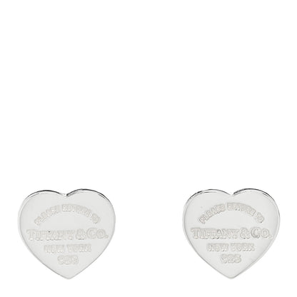 Tiffany Sterling Silver Mini Return To Tiffany Heart Tag Earrings 1 of 5