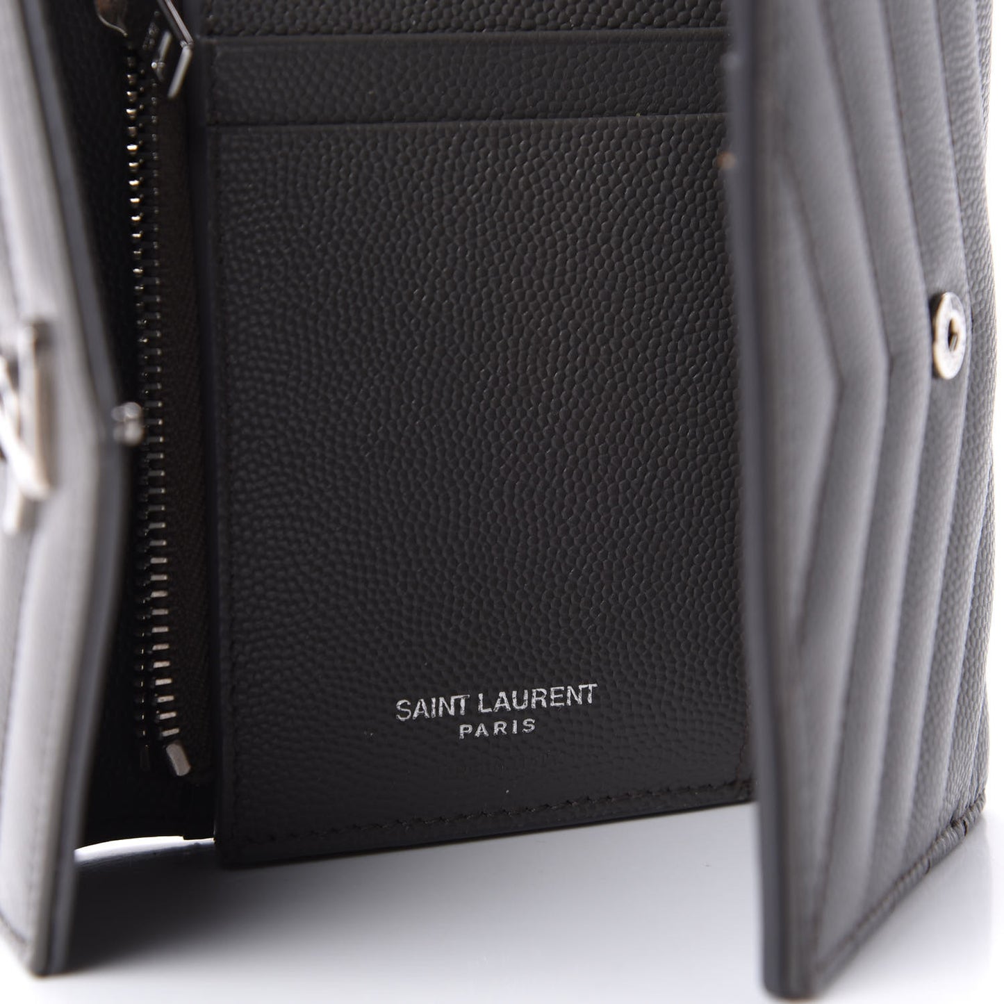 Grain De Poudre Matelasse Chevron Monogram Compact Tri Fold Wallet Earth