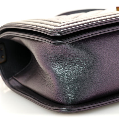 Chanel Iridescent Goatskin Quilted Medium Boy Flap Purple 9 of 10
