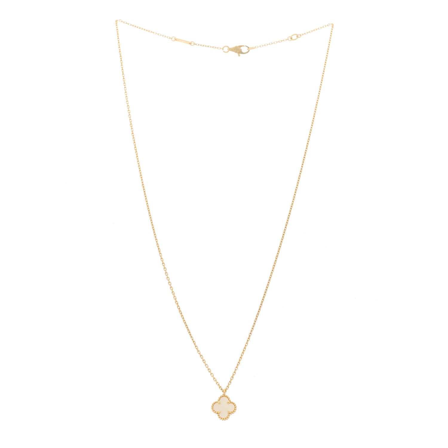 Van Cleef & Arpels 18K Yellow Gold Mother of Pearl Sweet Alhambra Pendant Necklace 3 of 6