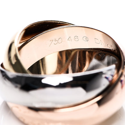 Cartier 18K Pink Yellow White Gold Large Trinity Ring 46 3.75 4 of 4
