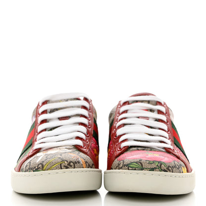 Gucci GG Supreme Monogram Flora Web Womens Ace Sneakers 35 Beige Multicolor Rosso 2 of 12