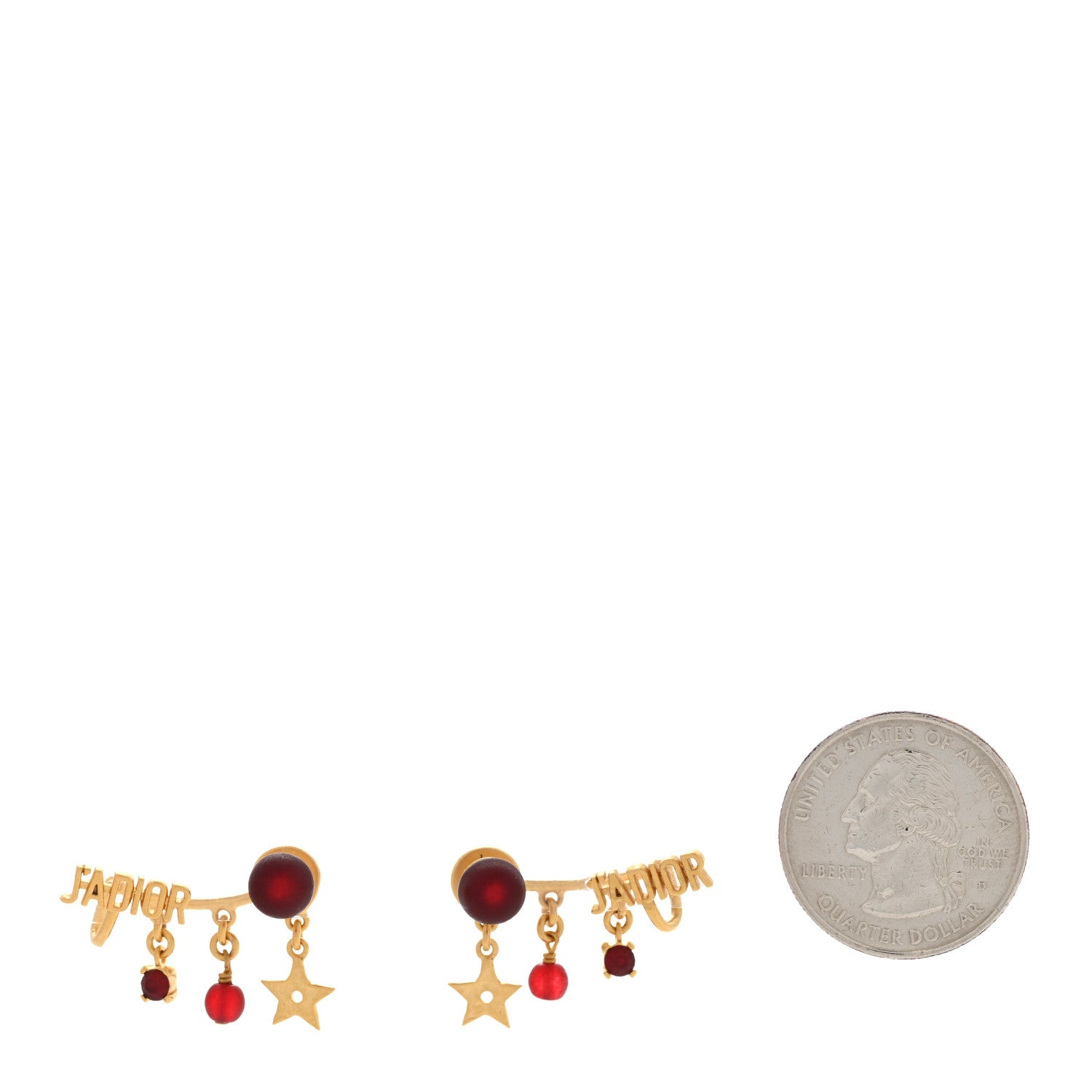 Christian Dior Pearl Crystal J'Adior Earrings Aged Gold Red 2 of 4