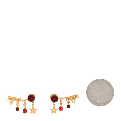 Christian Dior Pearl Crystal J'Adior Earrings Aged Gold Red 2 of 4