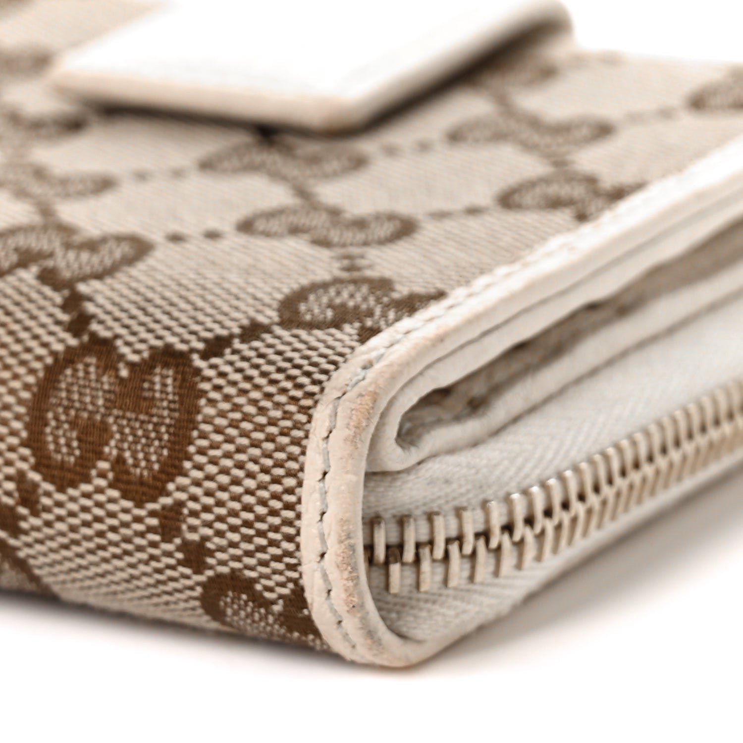 Gucci Monogram Dollar Calfskin Zip Around French Flap Wallet Beige Ebony Avoire 9 of 9