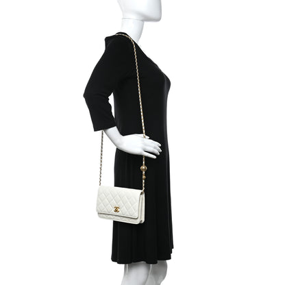 Chanel Lambskin Quilted CC Pearl Crush Wallet on Chain WOC White 3 of 24