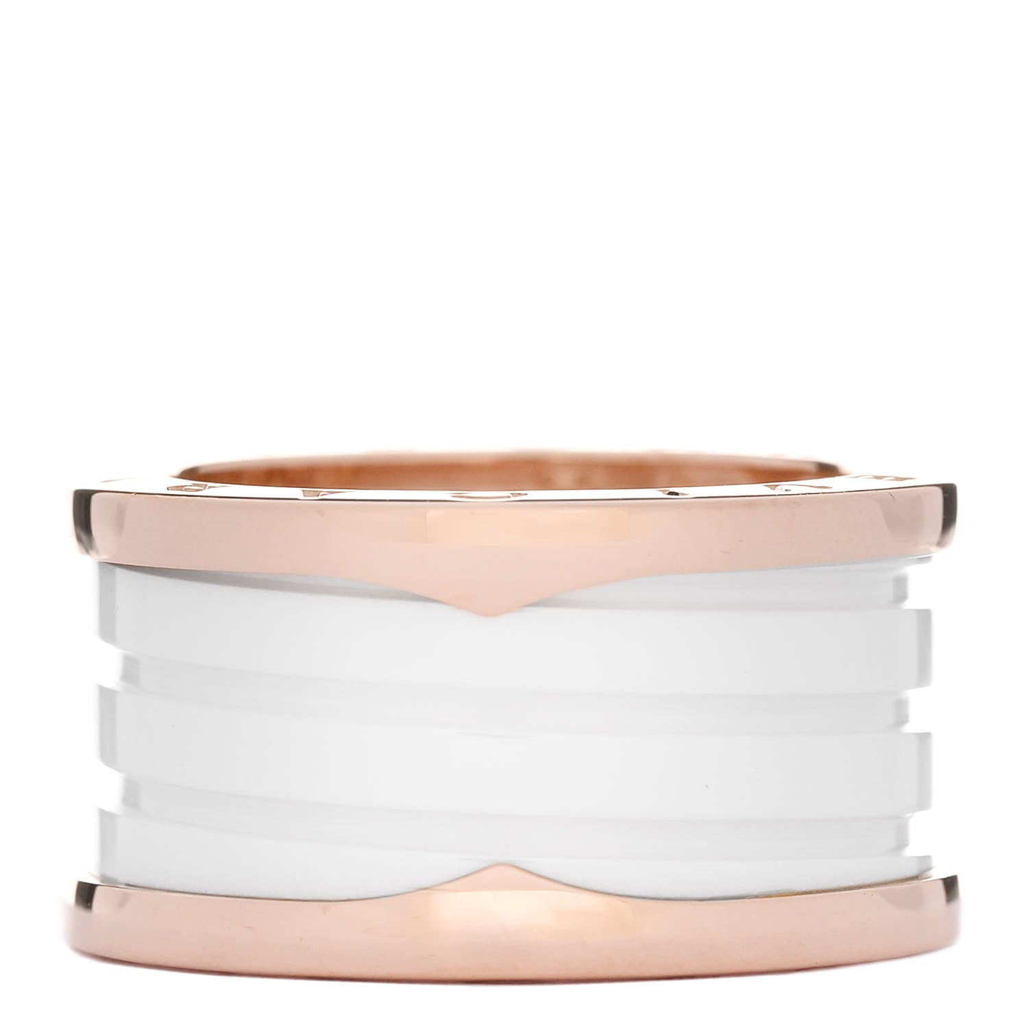 Bulgari 18K Rose Gold White Ceramic B.Zero1 Four-Band Ring 55 7.25 1 of 4